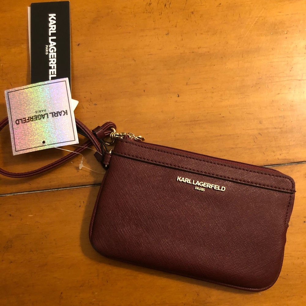 Karl Lagerfield Burgundy Wristlet